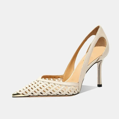 Luna Metallic Woven Pointed Toe Heels