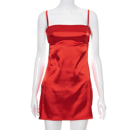 Spaghetti Strap Backless Side Slit Mini Dress