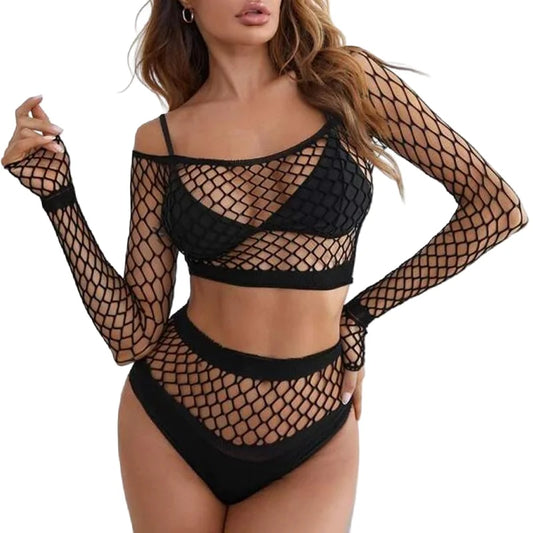 Fishnet Mesh Bodystocking Backless Lingerie