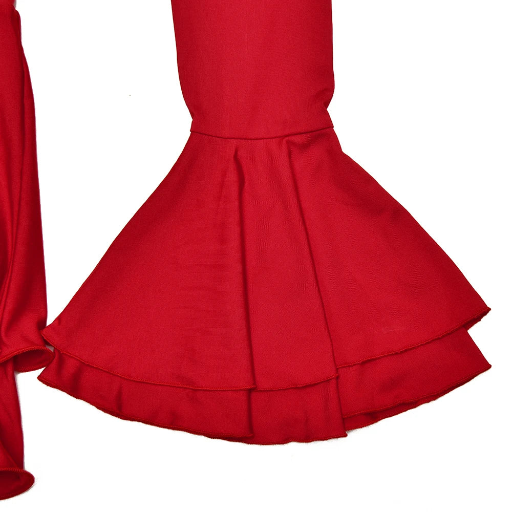 Long Sleeve Scoop Neck Button Detailed Ruffle Mini Dress