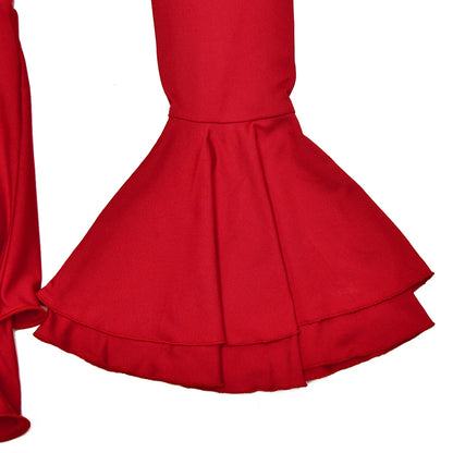 Long Sleeve Scoop Neck Button Detailed Ruffle Mini Dress