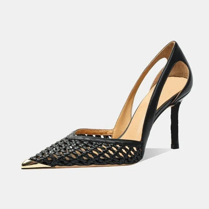 Luna Metallic Woven Pointed Toe Heels