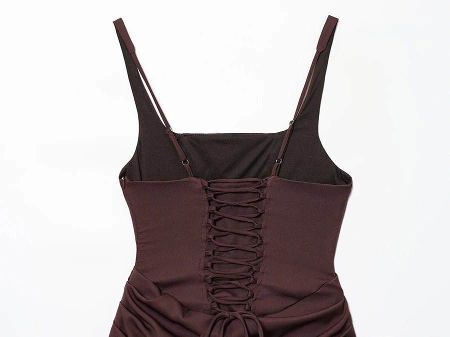 Square Neck Corset Style Draped Mini Dress