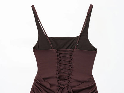 Square Neck Corset Style Draped Mini Dress