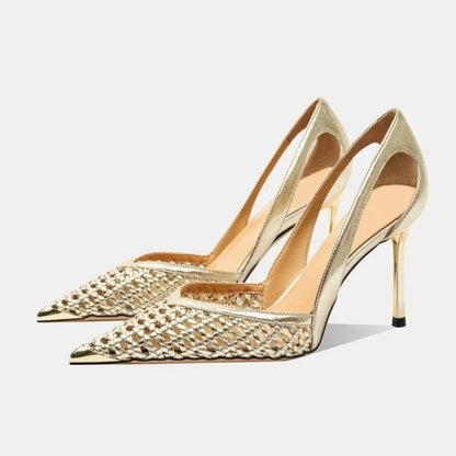 Luna Metallic Woven Pointed Toe Heels