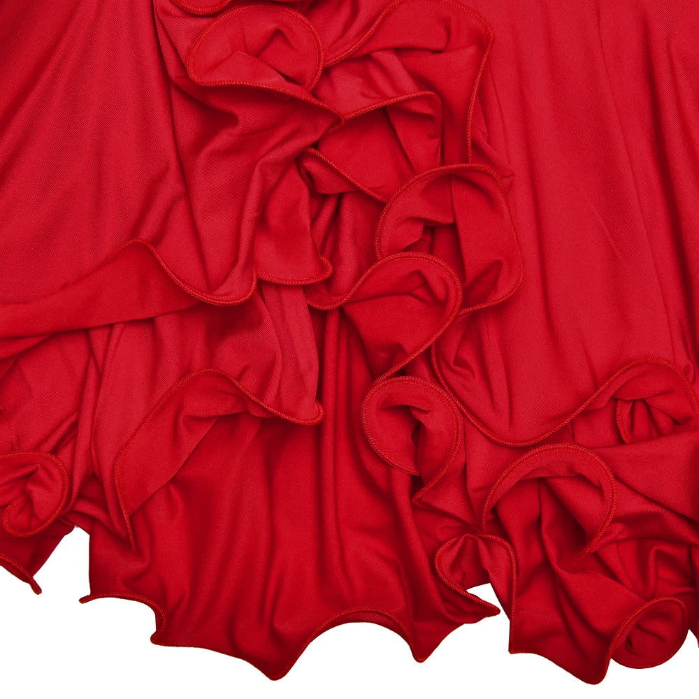 Long Sleeve Scoop Neck Button Detailed Ruffle Mini Dress