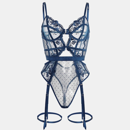 Floral Lace Underwire Bra and Panty Matching Lingerie Set