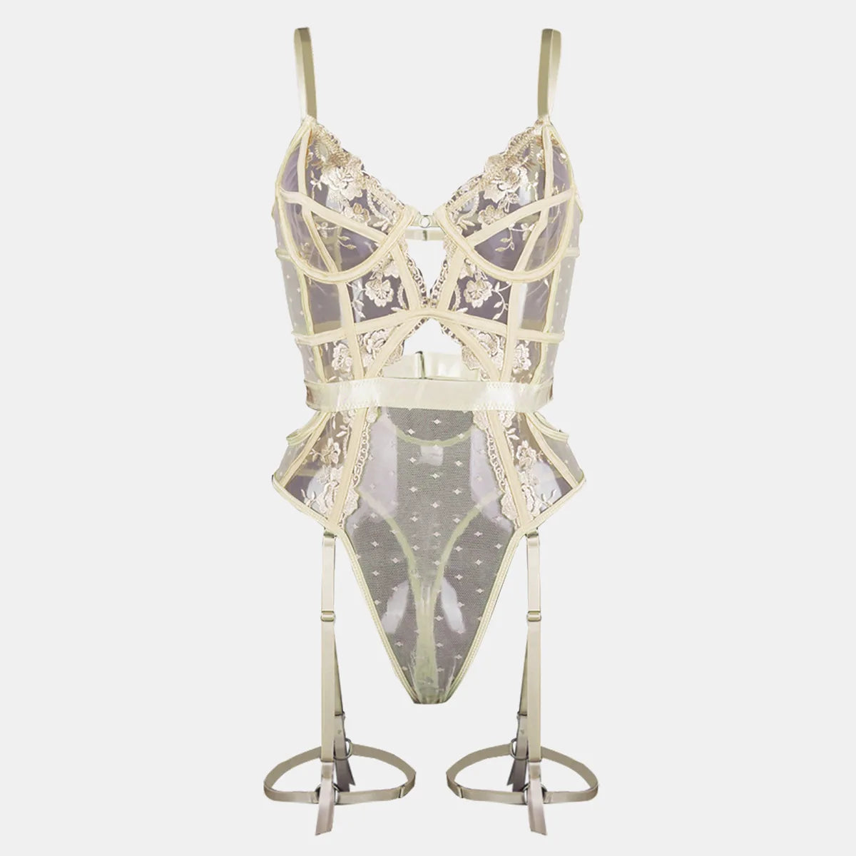 Floral Lace Underwire Bra and Panty Matching Lingerie Set