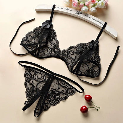 Seamless Lace Trim Bra and Panty Matching Lingerie Set