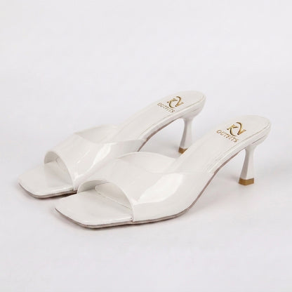 Sleek Square Toe Mule Heels