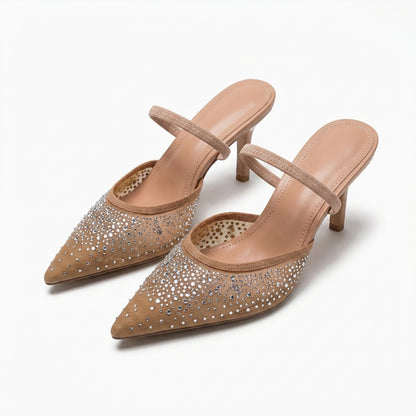 Stella Mesh Pointed Toe Slingback Heels