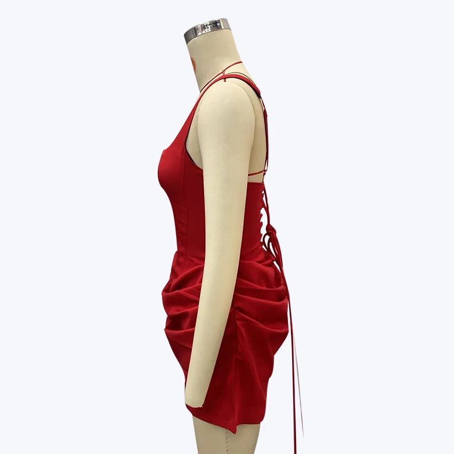 Square Neck Corset Style Draped Mini Dress