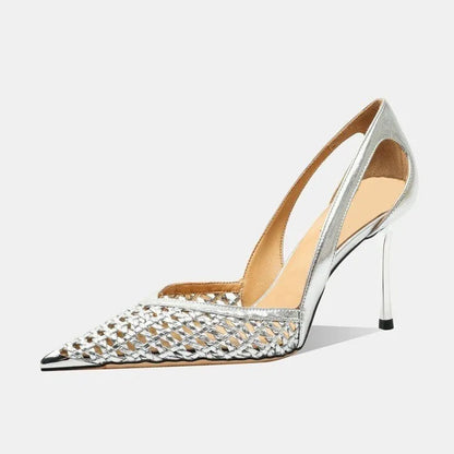 Luna Metallic Woven Pointed Toe Heels