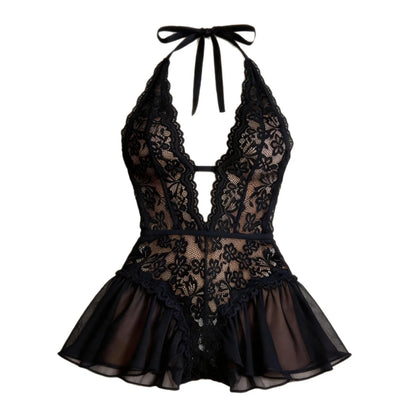 Floral Mesh Teddy Bodysuit Lingerie Set