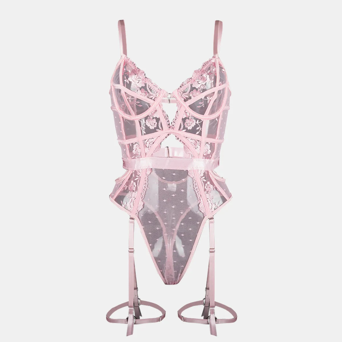Floral Lace Underwire Bra and Panty Matching Lingerie Set