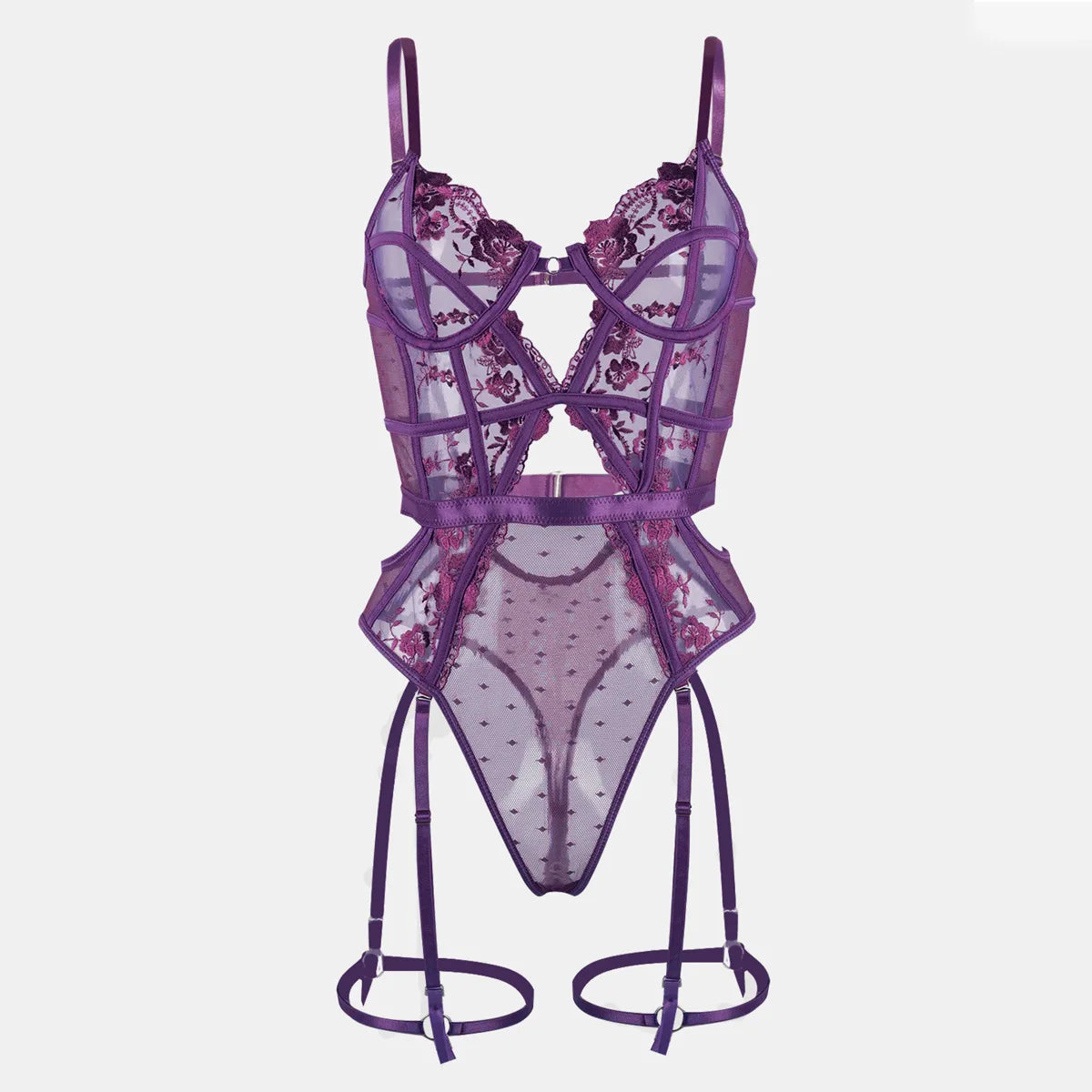 Floral Lace Underwire Bra and Panty Matching Lingerie Set