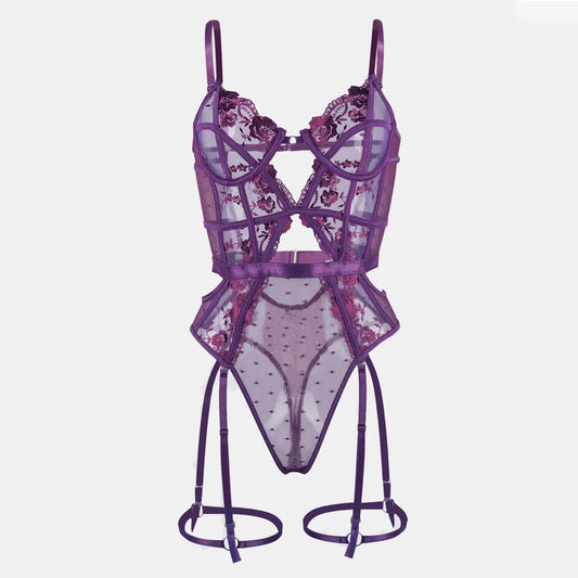 Floral Lace Underwire Bra and Panty Matching Lingerie Set