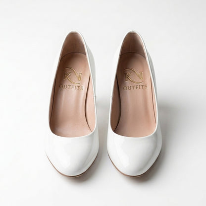 Vivian Patent Round Toe Pumps