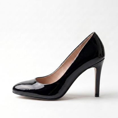 Vivian Patent Round Toe Pumps