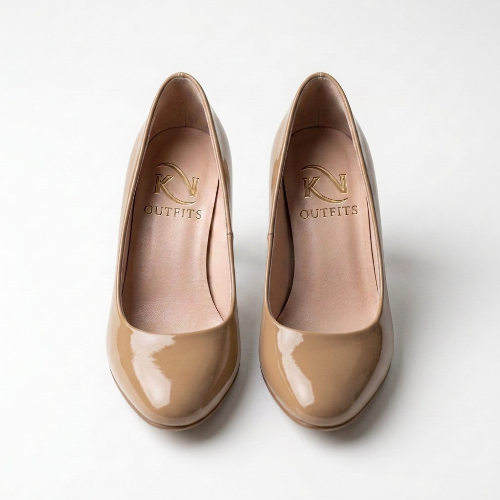 Vivian Patent Round Toe Pumps