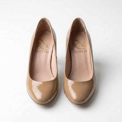 Vivian Patent Round Toe Pumps
