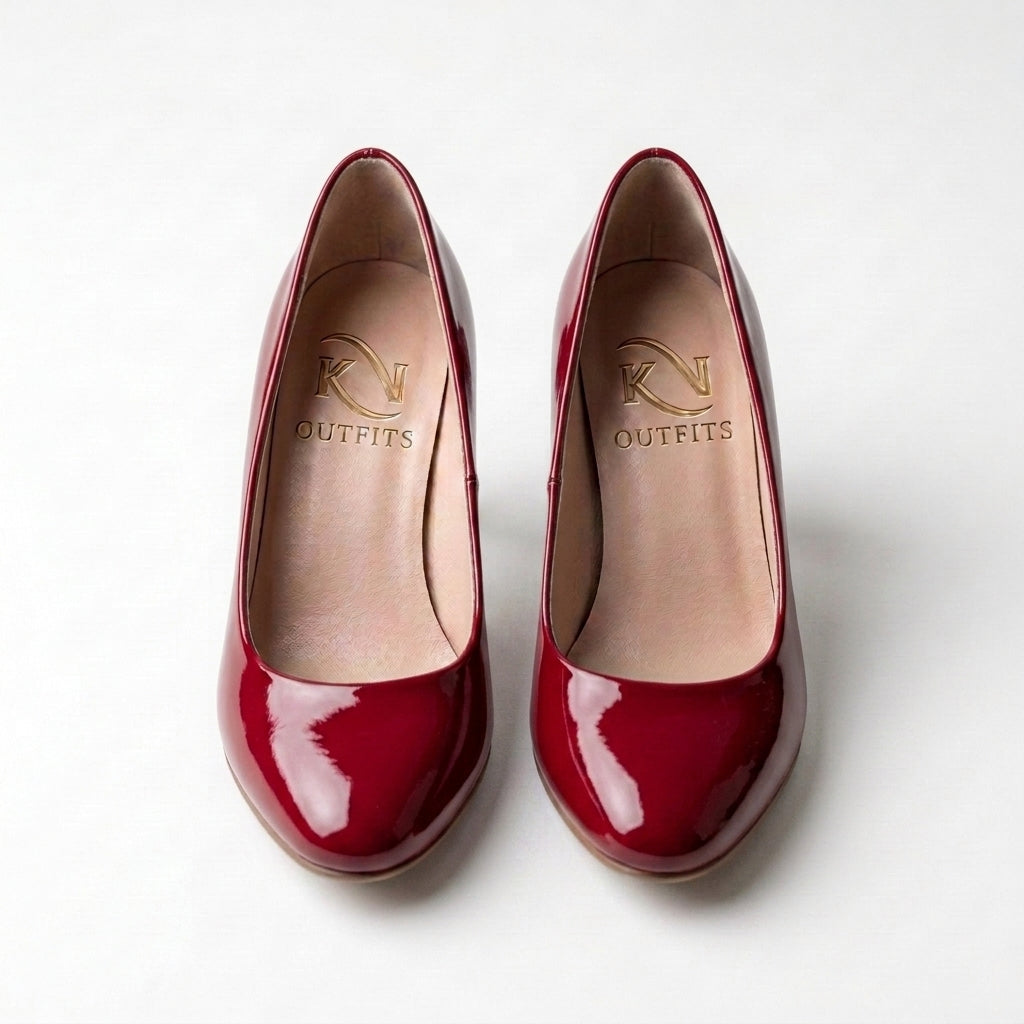 Vivian Patent Round Toe Pumps