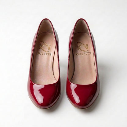 Vivian Patent Round Toe Pumps