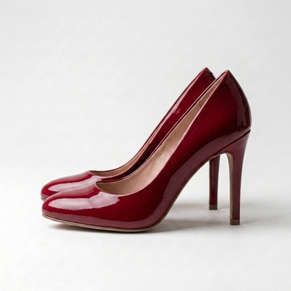 Vivian Patent Round Toe Pumps