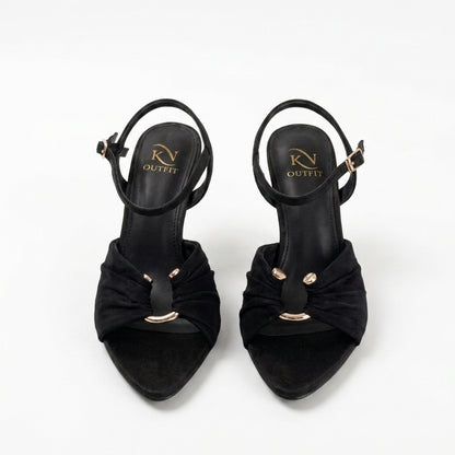 Selene Ruched Ring Detail Ankle Strap Heels