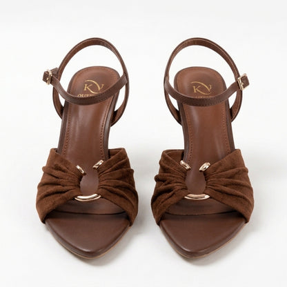 Selene Ruched Ring Detail Ankle Strap Heels