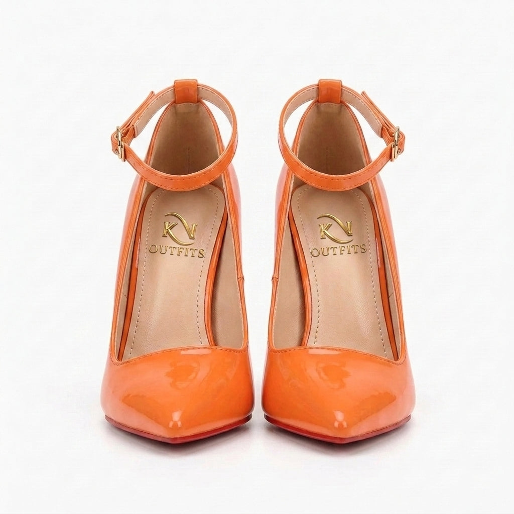 Vixen Patent Pointed Toe Ankle Strap Red Bottom Heels