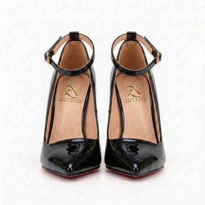 Vixen Patent Pointed Toe Ankle Strap Red Bottom Heels