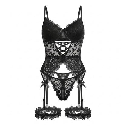 Lace Mesh Bra and Panty Lingerie Set