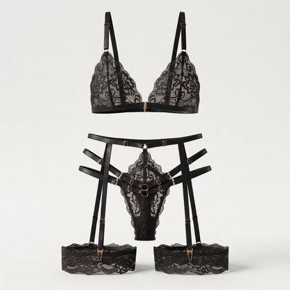 Lace Mesh Comfort Bra and Panty Matching Lingerie Set