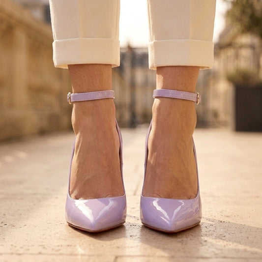 Vixen Patent Pointed Toe Ankle Strap Red Bottom Heels