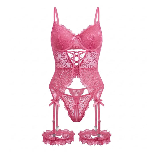 Lace Mesh Bra and Panty Lingerie Set