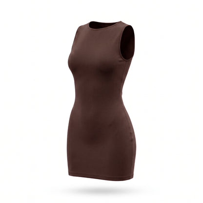 Boat Neck Sleeveless Bodycon Mini Dress