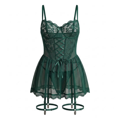 Lace Babydoll Two Piece Lingerie Set