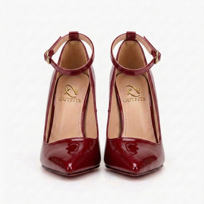 Vixen Patent Pointed Toe Ankle Strap Red Bottom Heels
