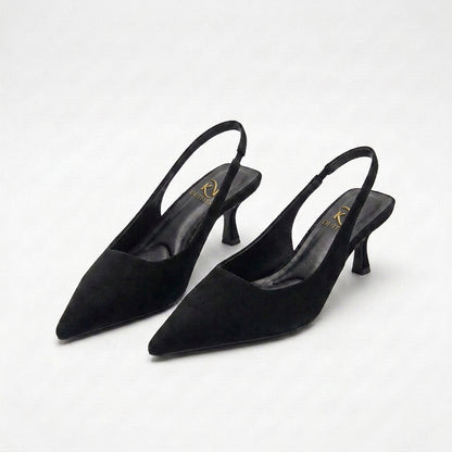 Celeste Textured Pointed Toe Slingback Heels