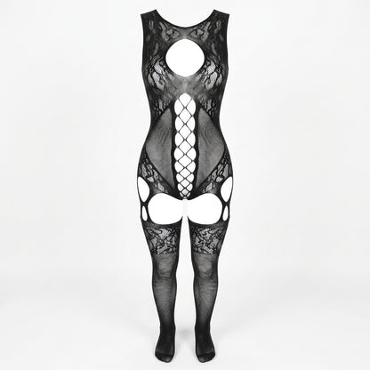 Sheer Fishnet Babydoll Bodysuit Set