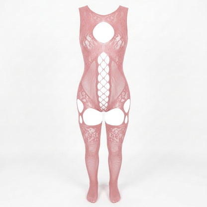 Sheer Fishnet Babydoll Bodysuit Set