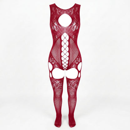 Sheer Fishnet Babydoll Bodysuit Set
