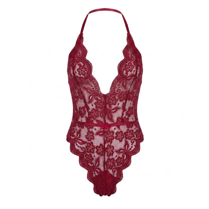 Floral Fishnet Lace Teddy Lingerie Bodysuit Set