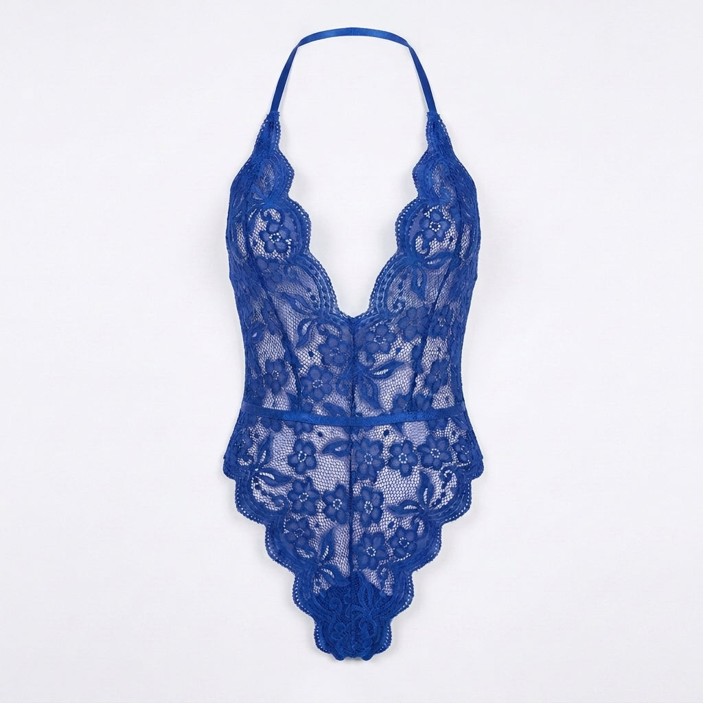 Floral Fishnet Lace Teddy Lingerie Bodysuit Set