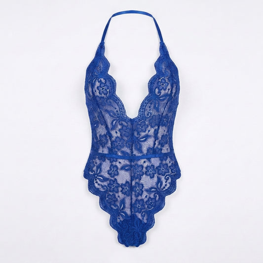 Floral Fishnet Lace Teddy Lingerie Bodysuit Set