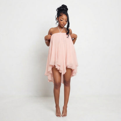 Halter Irregular Hem Dress