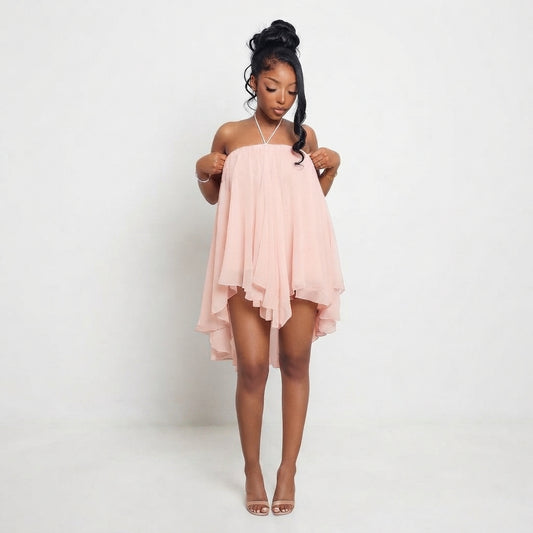 Halter Irregular Hem Dress