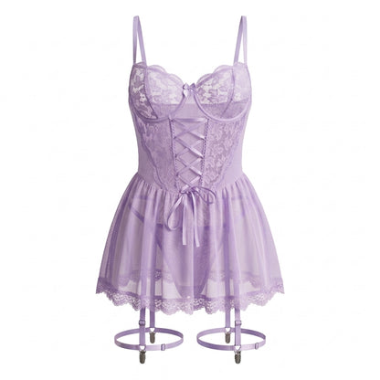 Lace Babydoll Two Piece Lingerie Set