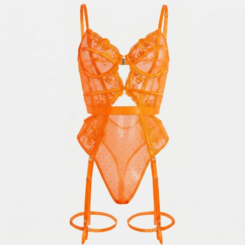 Floral Lace Underwire Bra and Panty Matching Lingerie Set